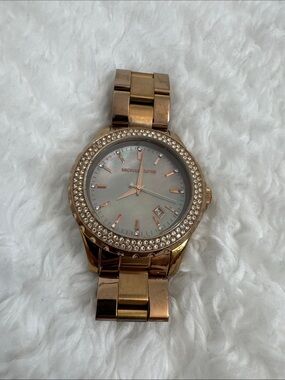 Michael Kors Gold-tone Crystal-Accent Bracelet Watch